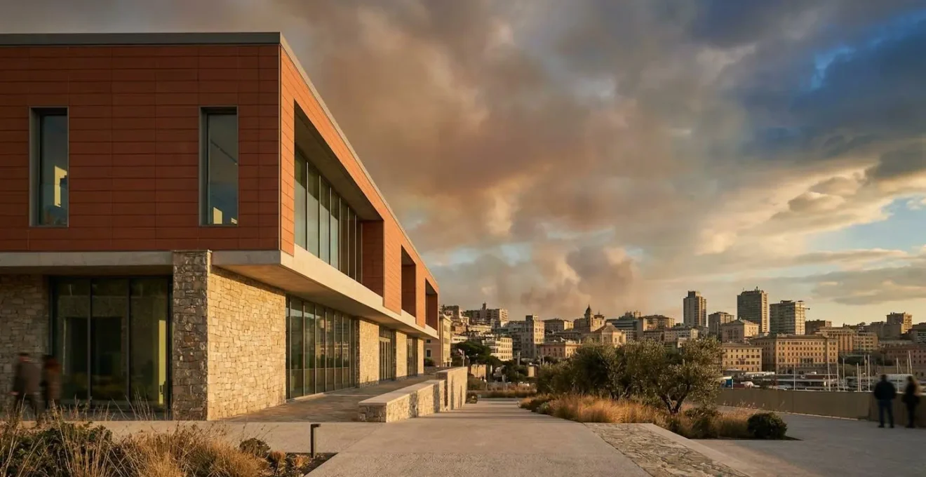 Facciata moderna protetta dagli agenti atmosferici con rivestimento innovativo