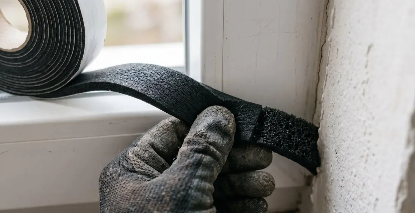 Applicazione professionale di nastri autoespandenti su telaio finestra in PVC