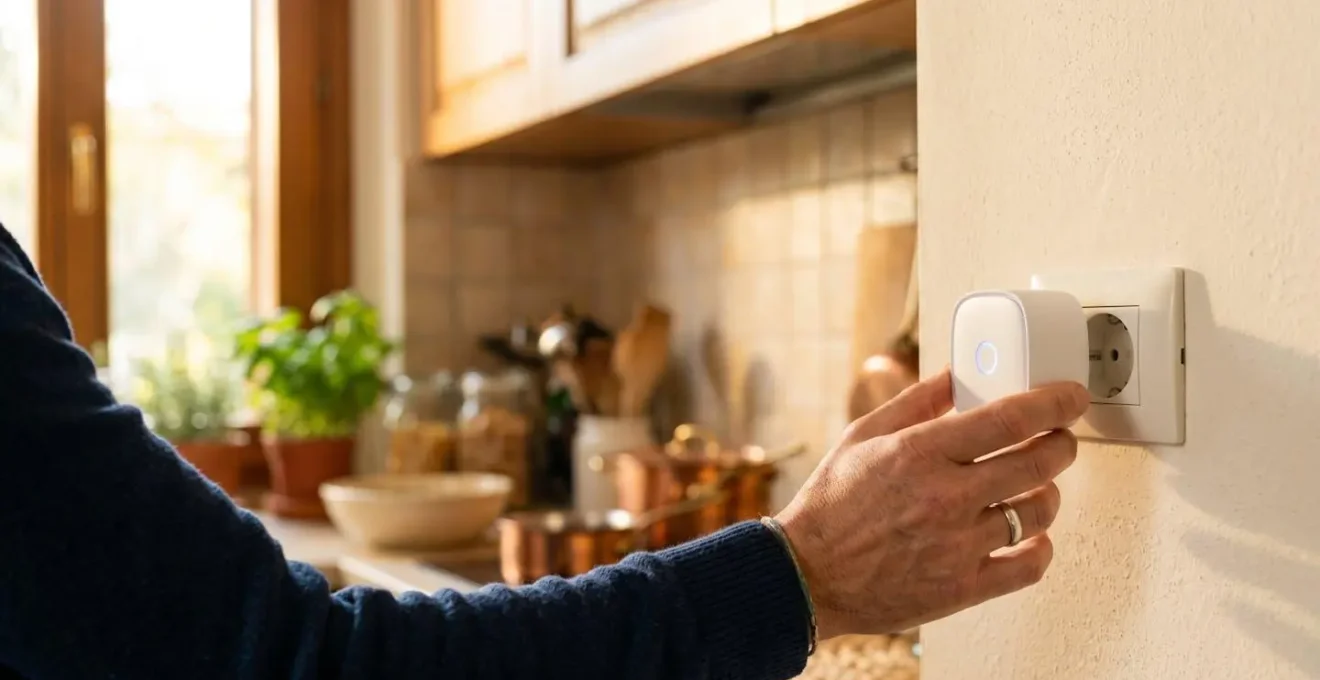 Presa intelligente WiFi con display che mostra i consumi istantanei