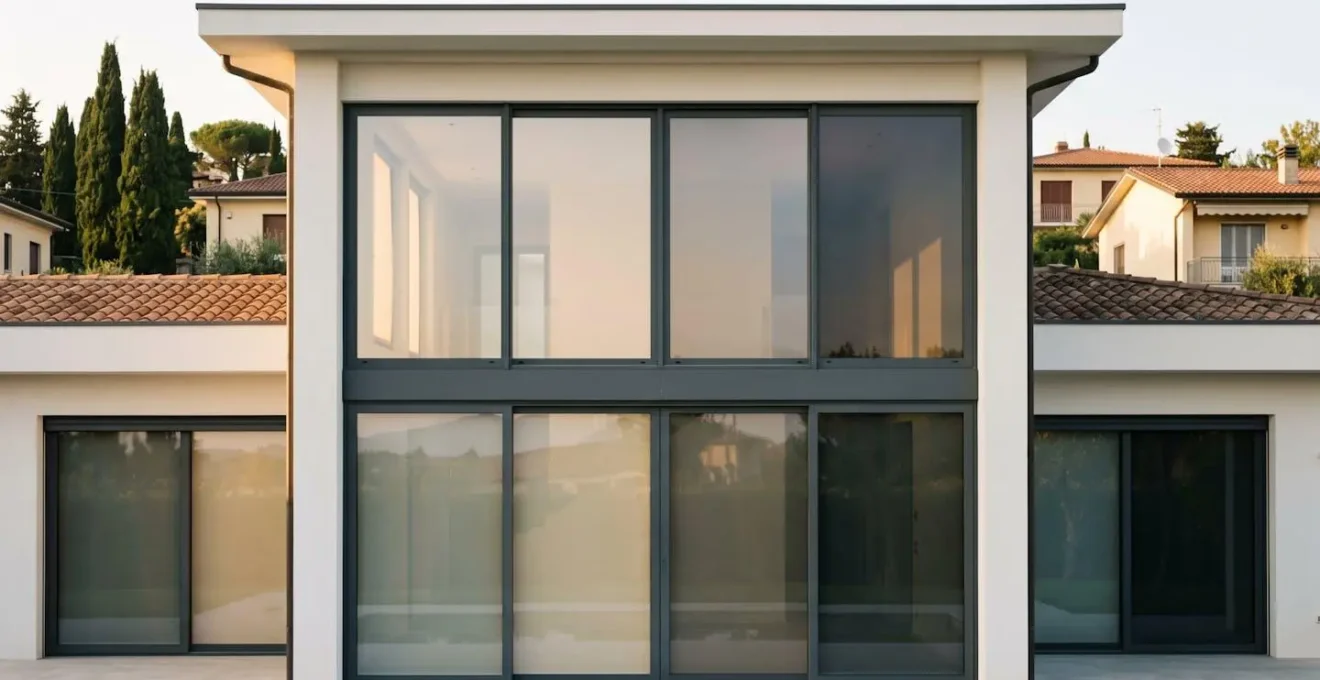 Villa italiana moderna con vetri elettrocromici che cambiano opacità automaticamente